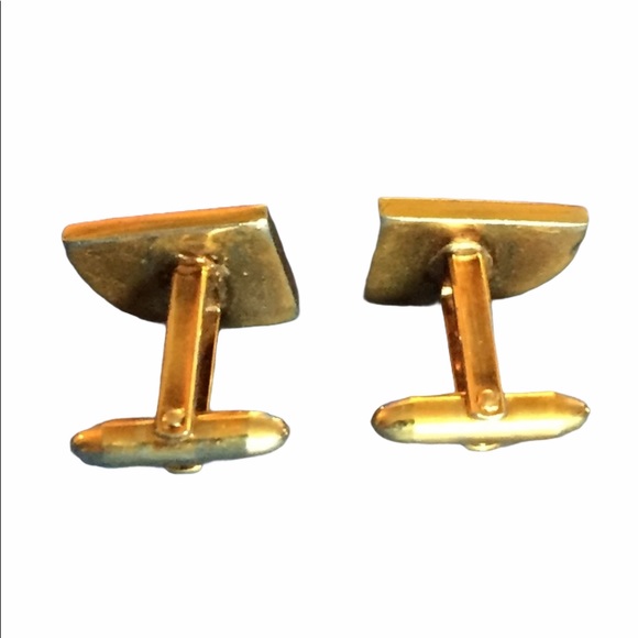 Tie Bar and Cuff Links Set Vintage Goldtone Engravable - Picture 8 of 10